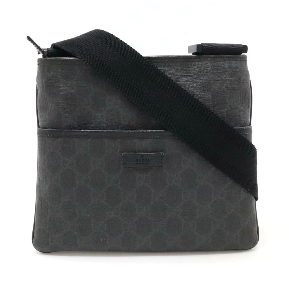Gucci GG Supreme Plus Crossbody Bag Pouch Clutch Leather Black